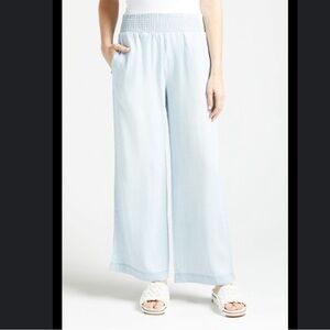 Cloth and Stone Smocked Wide Leg Pants Evereve Large NWT chambray pants